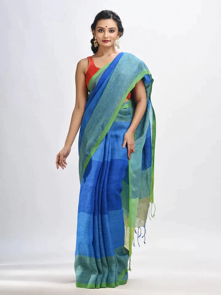 Handloom Tissue Linen Saree Brown and Bronze – Kapaas Katha