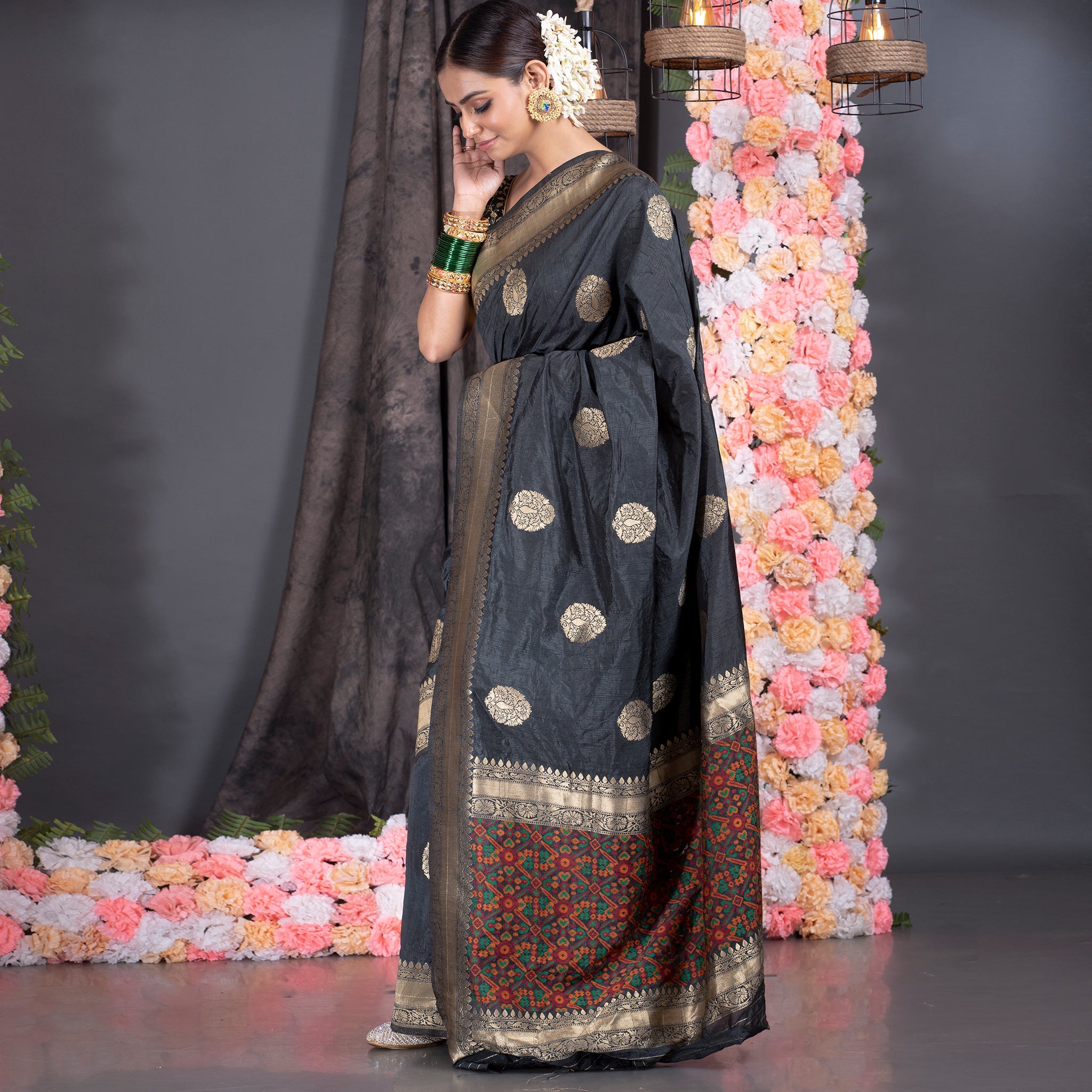 Black Chanderi Silk Saree #embroidery #Embroideredsari #Embroideredsaree  #onlinesari #onlinesaree #dress #online… | Saree designs, Chanderi silk  saree, Fancy sarees